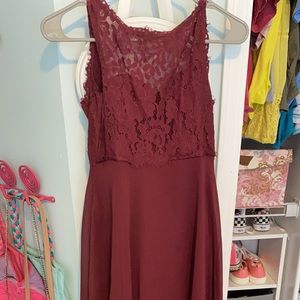 Gorgeous long wine colored dress for girls